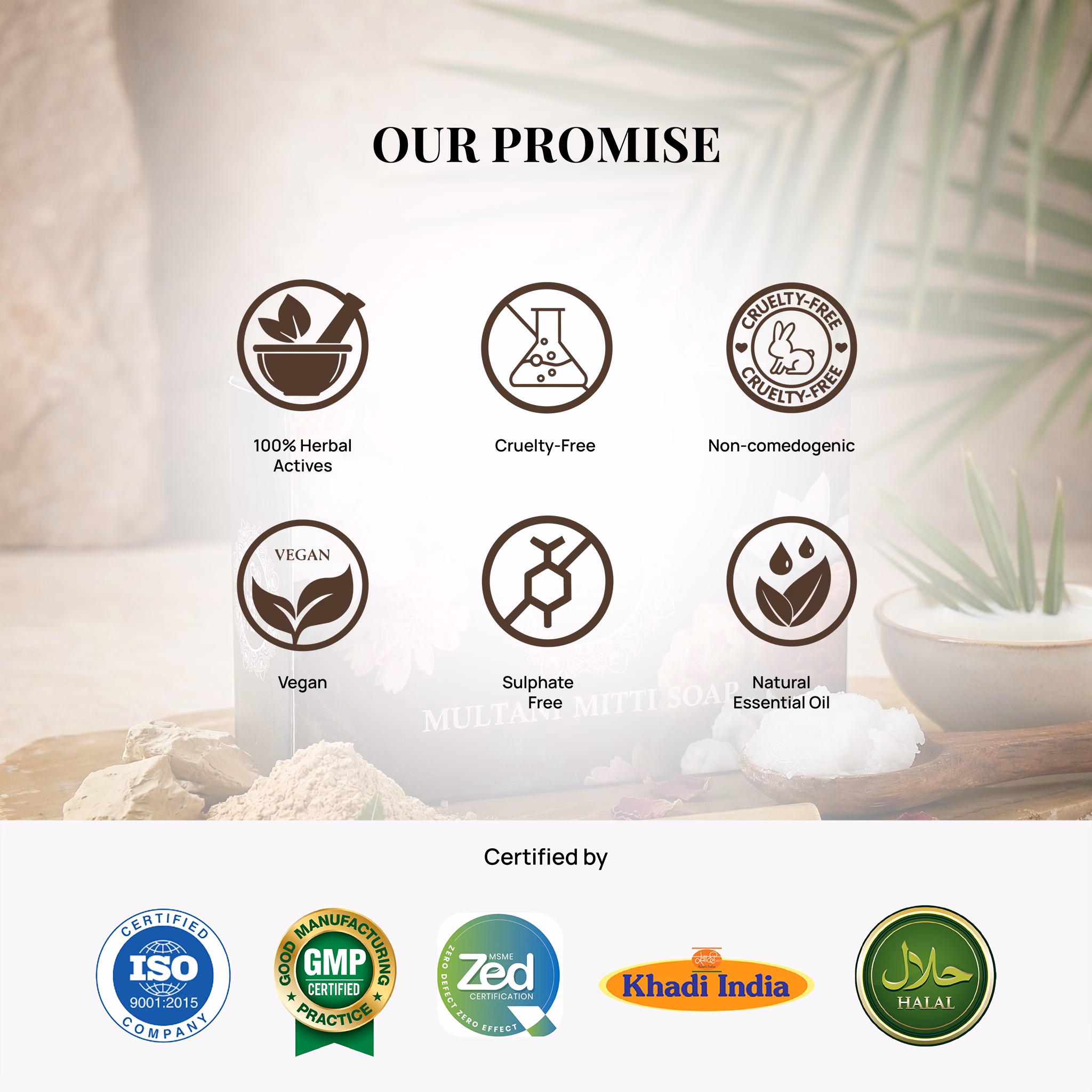 Multani Mitti Handmade Organic Ayurvedic Soap 100g Mineral Clay Bath Bar