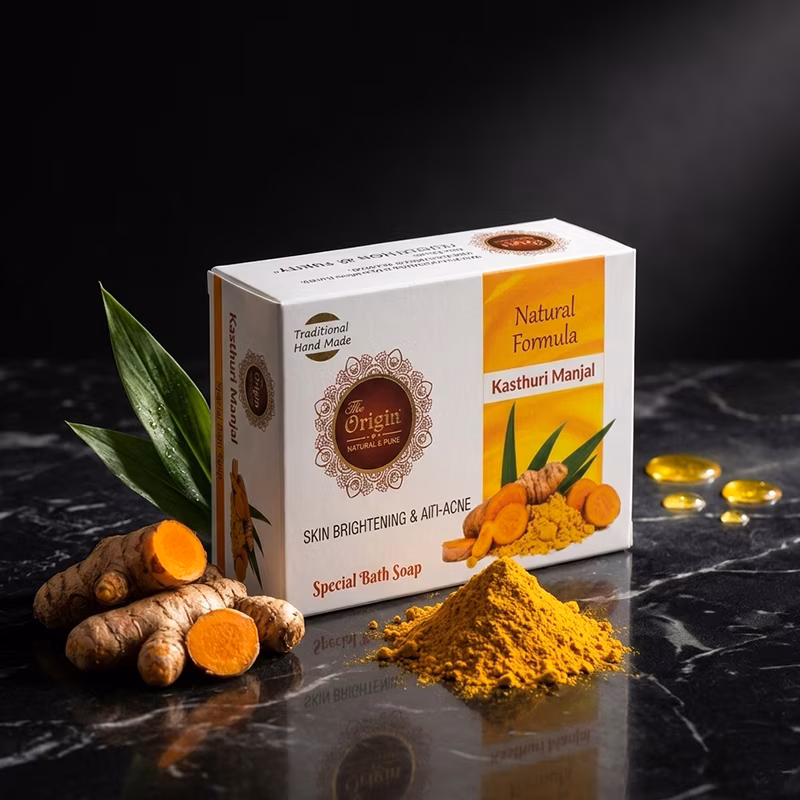 Kasthuri Manjal Handmade Organic Ayurvedic Soap 75g (Pack of 6) Herbal Bath Bar