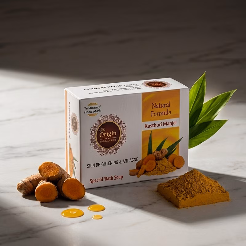 Kasthuri Manjal Handmade Organic Ayurvedic Soap 75g (Pack of 6) Herbal Bath Bar