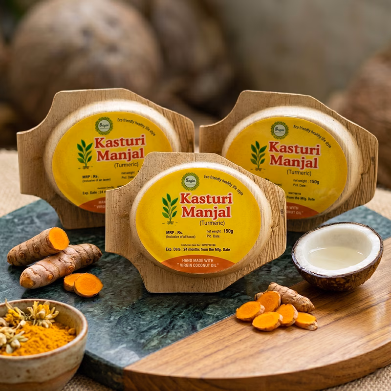 Kasturi Manjal Handmade Organic Ayurvedic Soap Herbal Bath Bar