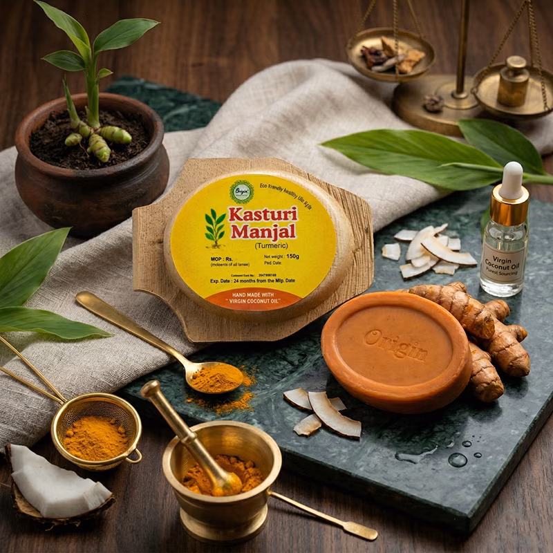 Kasturi Manjal Handmade Organic Ayurvedic Soap Herbal Bath Bar