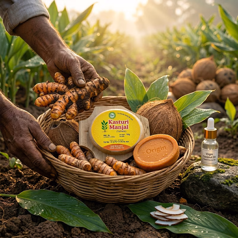 Kasturi Manjal Handmade Organic Ayurvedic Soap Herbal Bath Bar