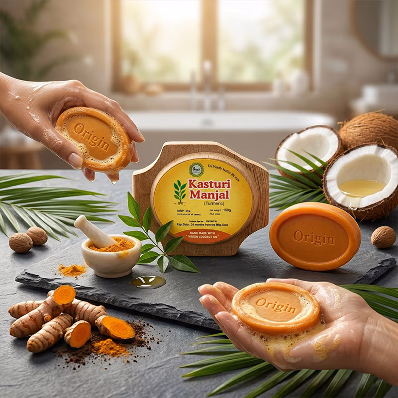 Kasturi Manjal Handmade Organic Ayurvedic Soap Herbal Bath Bar