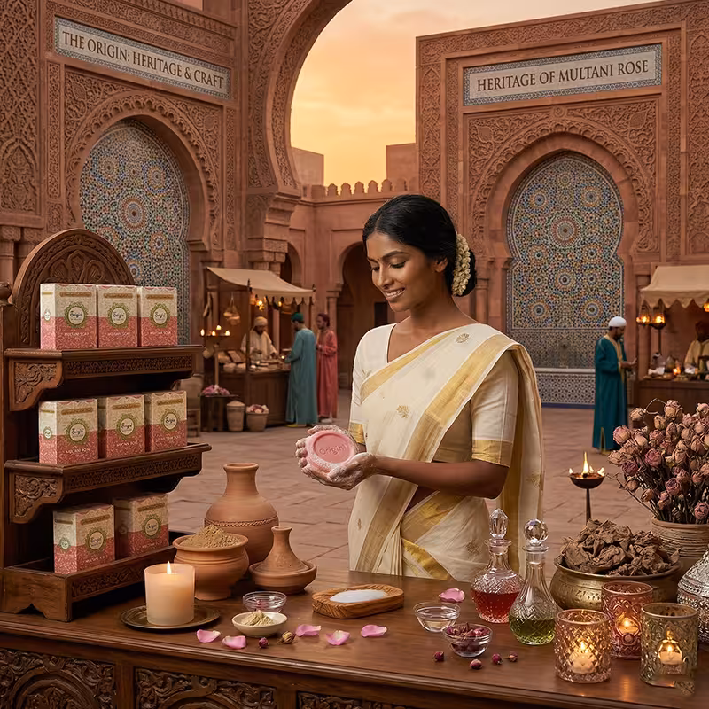 Multani Rose Handmade Organic Ayurvedic Soap 125g Mineral Clay Bath Bar