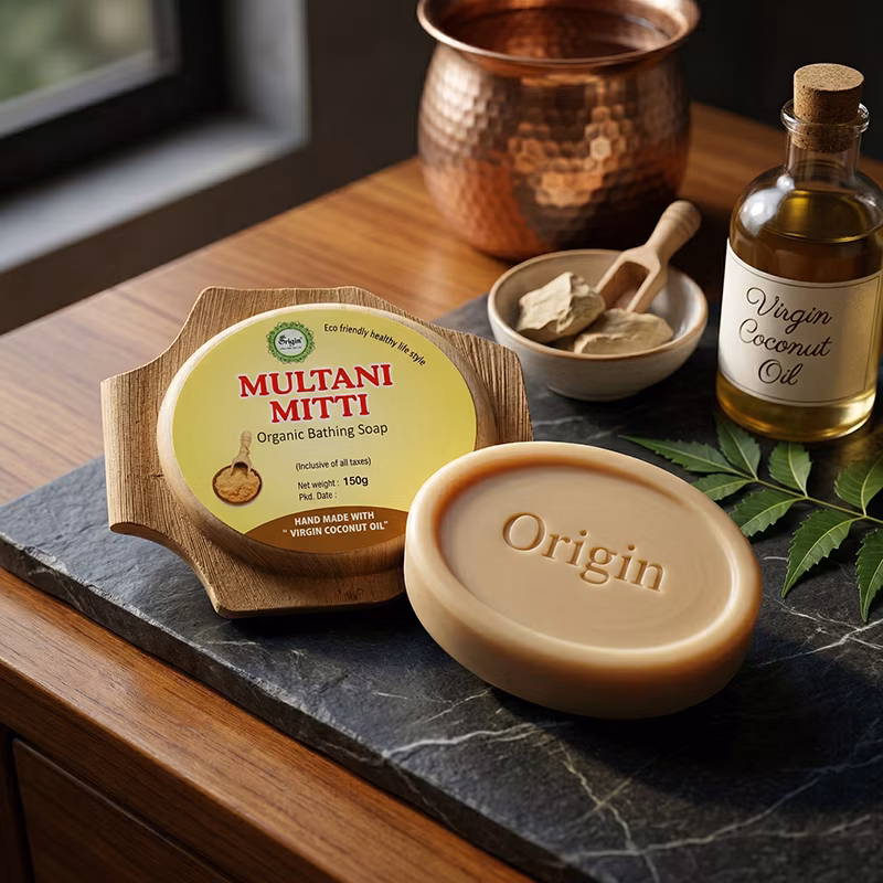 Multani Mitti Handmade Organic Ayurvedic Soap 125g Mineral Clay Bath Bar