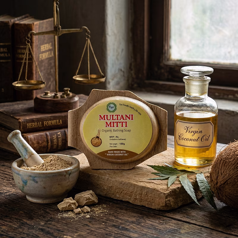 Multani Mitti Handmade Organic Ayurvedic Soap 125g Mineral Clay Bath Bar