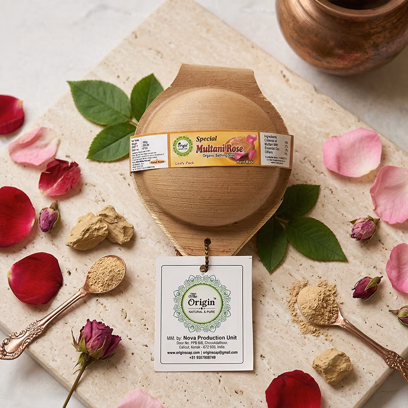 Multani Rose Handmade Organic Ayurvedic Soap 100g Mineral Clay Bath Bar
