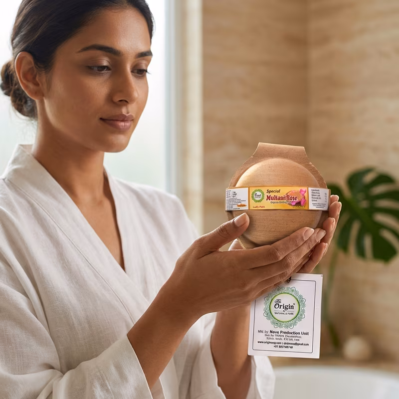 Multani Rose Handmade Organic Ayurvedic Soap 100g Mineral Clay Bath Bar