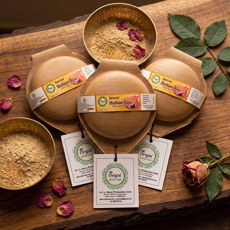 Multani Rose Handmade Organic Ayurvedic Soap 100g Mineral Clay Bath Bar
