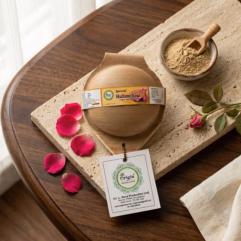 Multani Rose Handmade Organic Ayurvedic Soap 100g Mineral Clay Bath Bar
