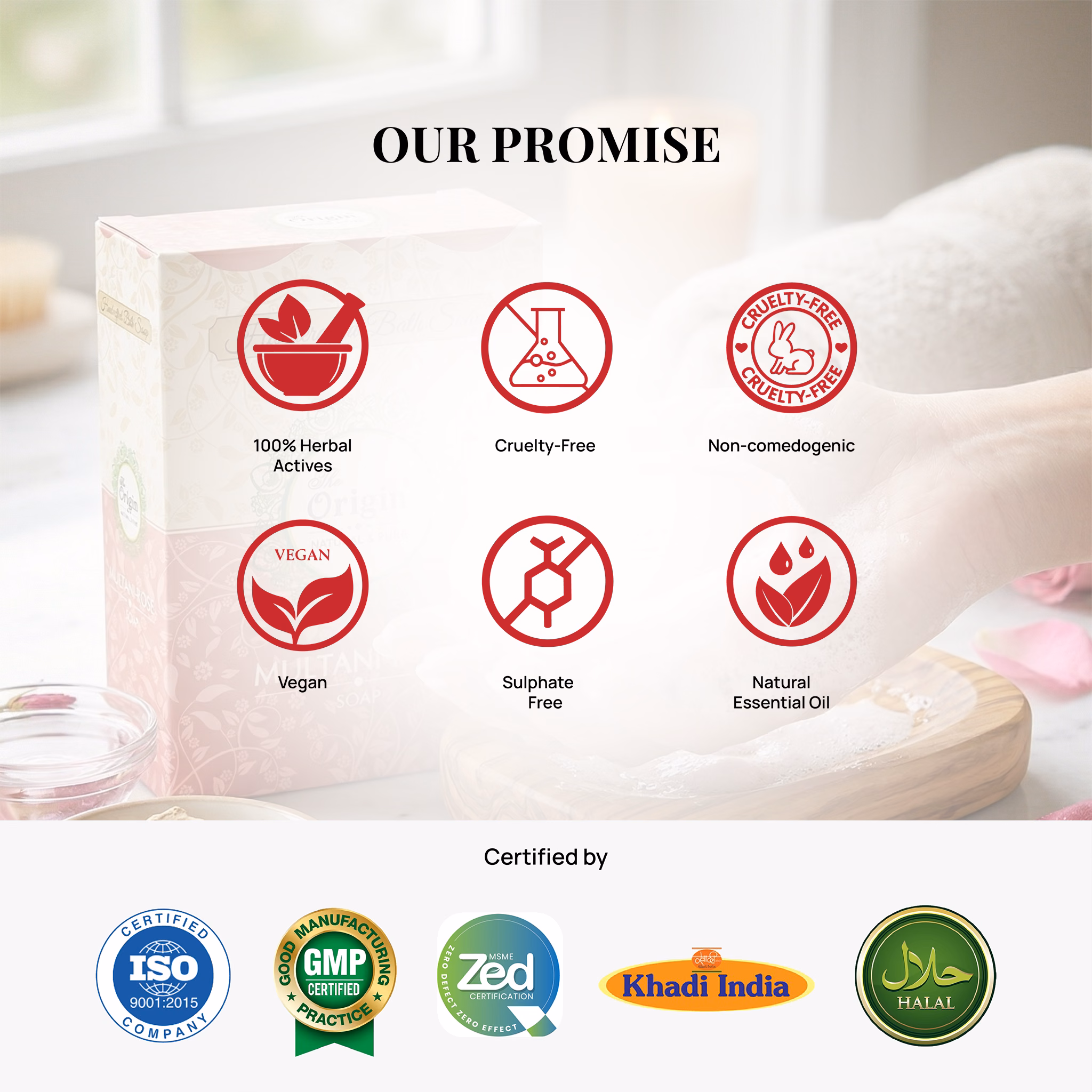 Multani Rose Handmade Organic Ayurvedic Soap 125g Mineral Clay Bath Bar