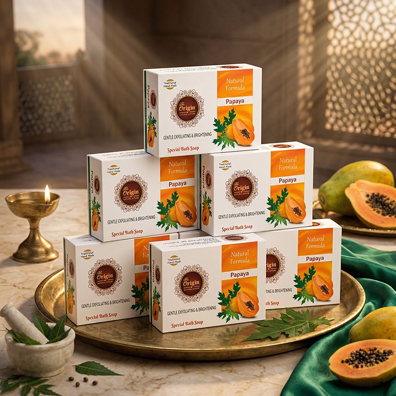 Papaya Soap Handmade Organic Ayurvedic Soap 75g (Pack of 6) Herbal Bath Bar