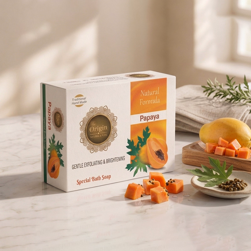 Papaya Soap Handmade Organic Ayurvedic Soap 75g (Pack of 6) Herbal Bath Bar