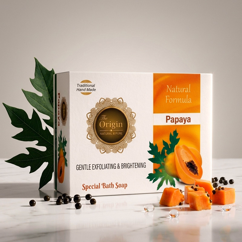 Papaya Soap Handmade Organic Ayurvedic Soap 75g (Pack of 6) Herbal Bath Bar