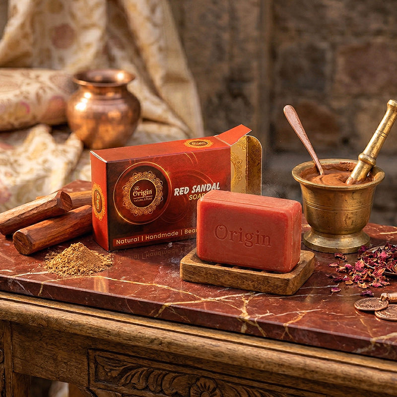 Red Sandal Handmade Organic Ayurvedic Soap 100g Herbal Bath Bar