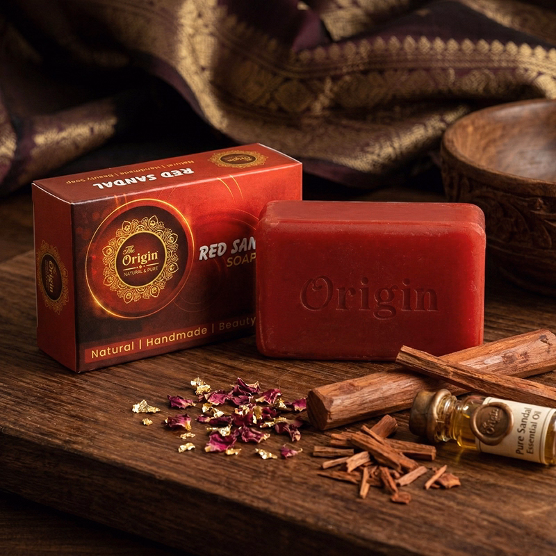 Red Sandal Handmade Organic Ayurvedic Soap 100g Herbal Bath Bar