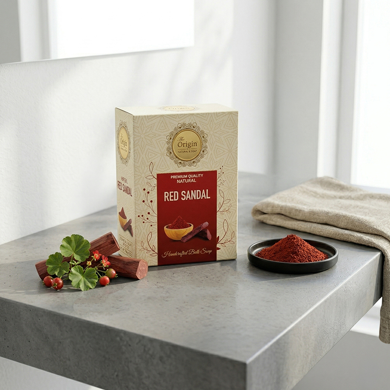 Red Sandal Soap Handmade Organic Ayurvedic Soap 125g Herbal Bath Bar