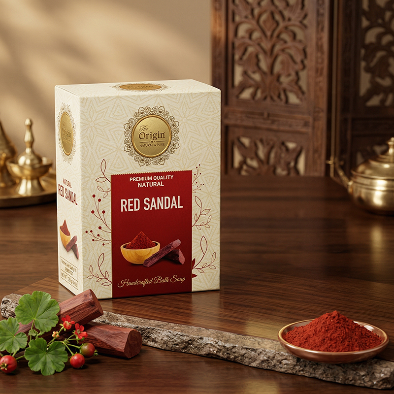 Red Sandal Soap Handmade Organic Ayurvedic Soap 125g Herbal Bath Bar