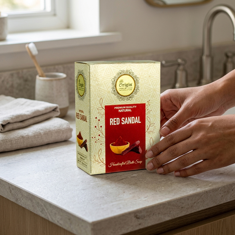 Red Sandal Soap Handmade Organic Ayurvedic Soap 125g Herbal Bath Bar