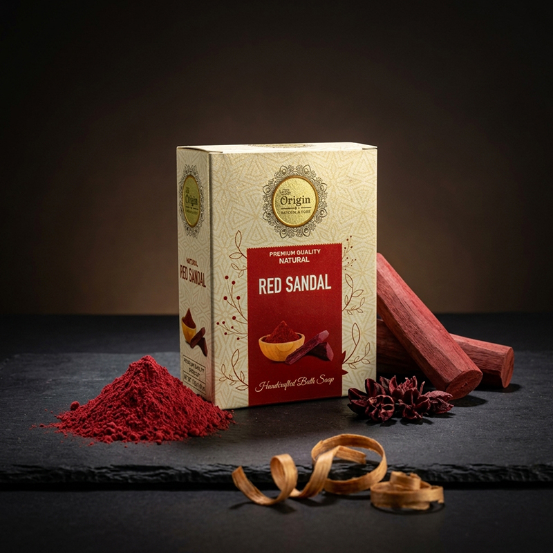 Red Sandal Soap Handmade Organic Ayurvedic Soap 125g Herbal Bath Bar
