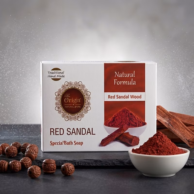 Red Sandal Soap Handmade Organic Ayurvedic Soap 75g (Pack of 6) Herbal Bath Bar