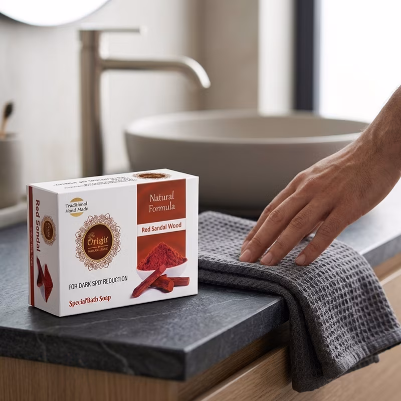 Red Sandal Soap Handmade Organic Ayurvedic Soap 75g (Pack of 6) Herbal Bath Bar