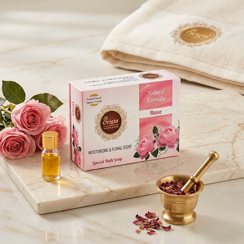 Rose Handmade Organic Ayurvedic Soap 75g (Pack of 6) Herbal Bath Bar