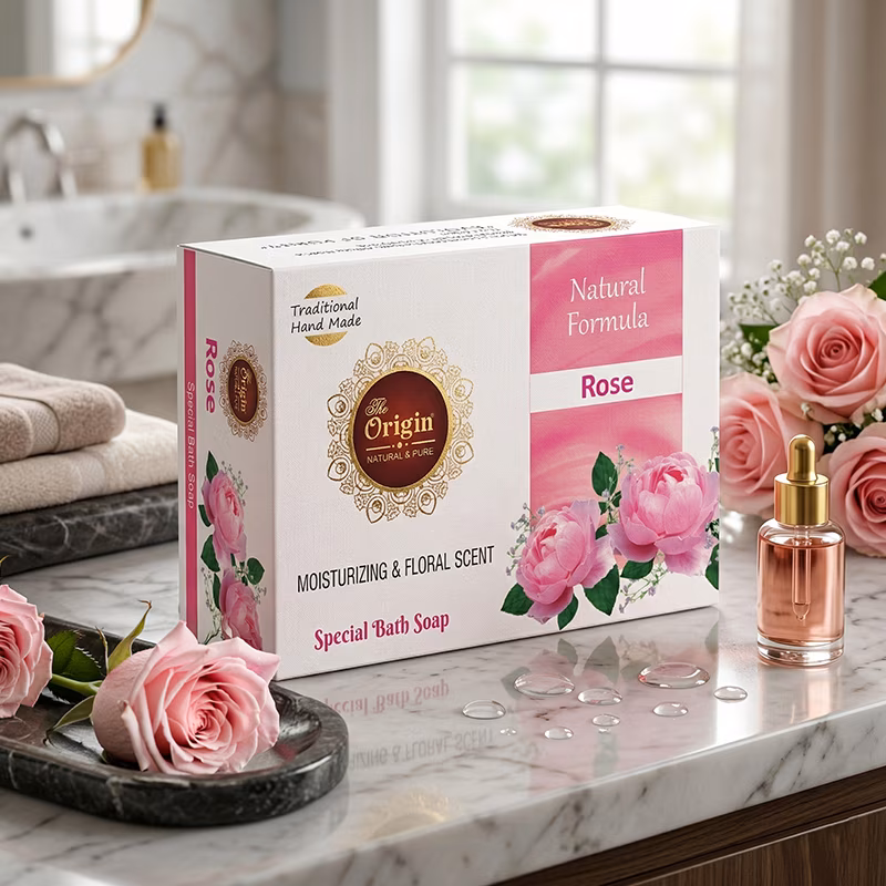 Rose Handmade Organic Ayurvedic Soap 75g (Pack of 6) Herbal Bath Bar